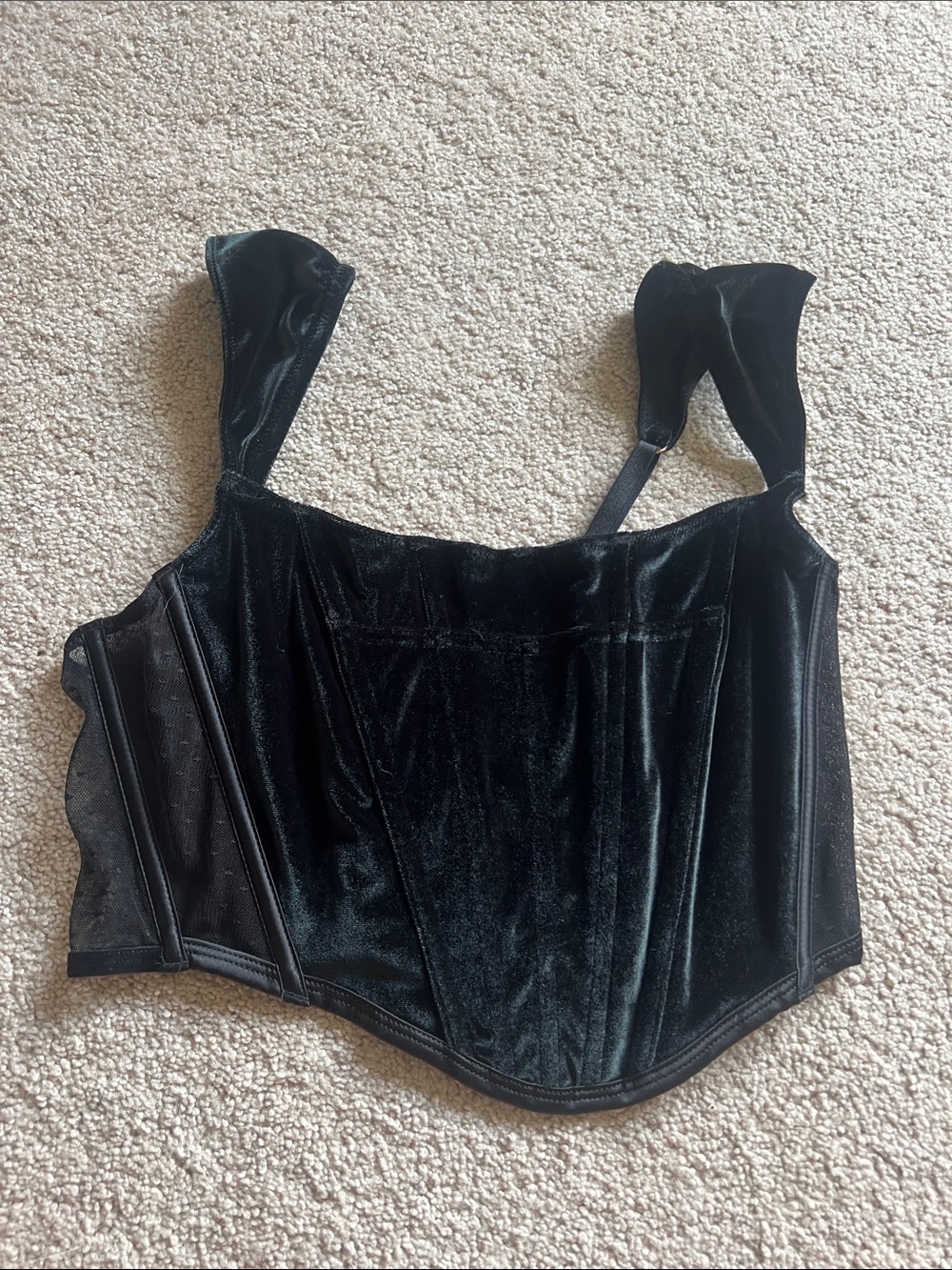 Victoria's Secret Black Velvet Structured Corset Crop